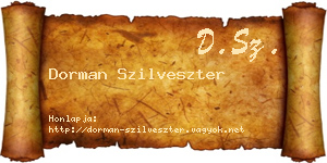Dorman Szilveszter névjegykártya